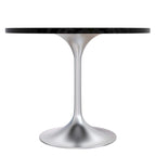LeisureMod Verve 36 Round Dining Table with MDF Wood TableTop and Brushed Chrome Base for Kitchen & Dining Room