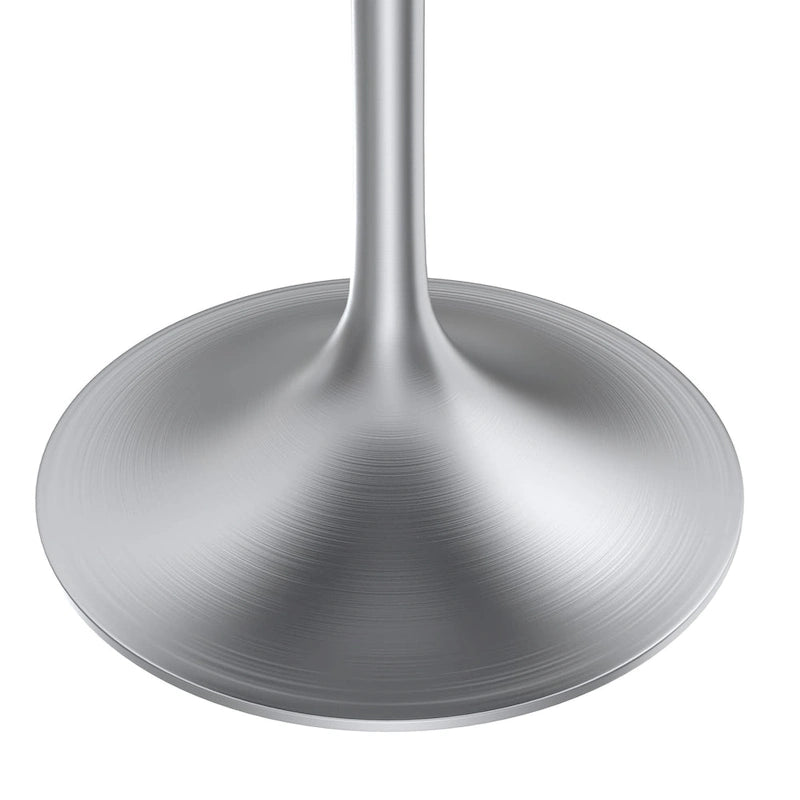 LeisureMod Verve 36 Round Dining Table with MDF Wood TableTop and Brushed Chrome Base for Kitchen & Dining Room