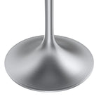 LeisureMod Verve 36 Round Dining Table with MDF Wood TableTop and Brushed Chrome Base for Kitchen & Dining Room