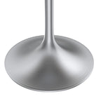 LeisureMod Verve 36 Round Dining Table with MDF Wood TableTop and Brushed Chrome Base for Kitchen & Dining Room