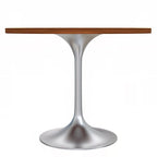 LeisureMod Verve 36 Round Dining Table with MDF Wood TableTop and Brushed Chrome Base for Kitchen & Dining Room