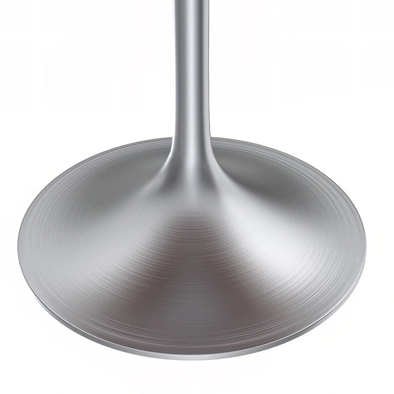 LeisureMod Verve 36 Round Dining Table with MDF Wood TableTop and Brushed Chrome Base for Kitchen & Dining Room