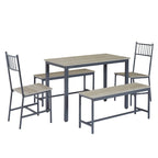 5 Pcs Dining Table Set, Barstool Dining Table with 2 Benches 2 Chairs