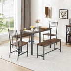 5 Pcs Dining Table Set, Barstool Dining Table with 2 Benches 2 Chairs