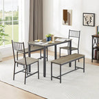 5 Pcs Dining Table Set, Barstool Dining Table with 2 Benches 2 Chairs