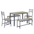 5 Pcs Dining Table Set, Barstool Dining Table with 2 Benches 2 Chairs