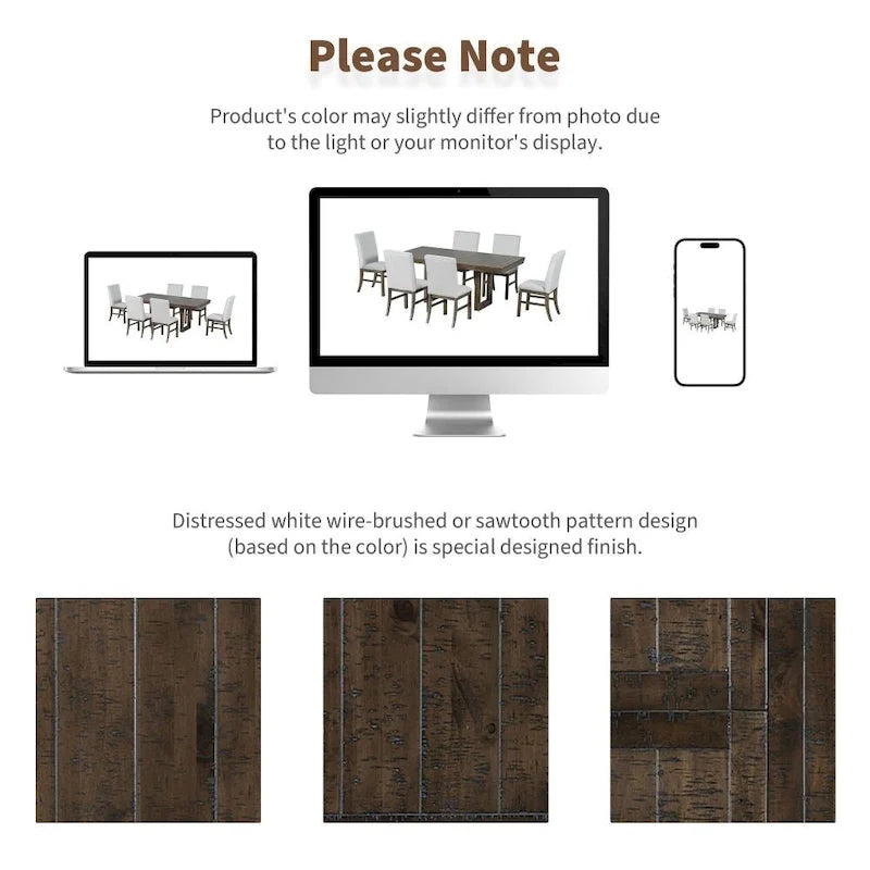 Traditional 7-Piece 72 Wood Extendable Dining Table Set