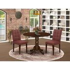 East West Furniture Dining Table Set Contains a Round Dining Table and Chairs, Mahogany (Pieces Options)