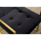 Modern Velvet Dining Arm Chair Set of 1, Tufted Design and Gold Finish Stainless Base