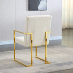 Modern Velvet Dining Arm Chair Set of 1, Tufted Design and Gold Finish Stainless Base