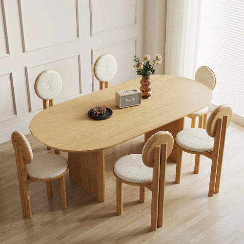 71 Modern Oval Dining Table, Solid Wood Kitchen Table for 6 people - 70.8 X 35.4