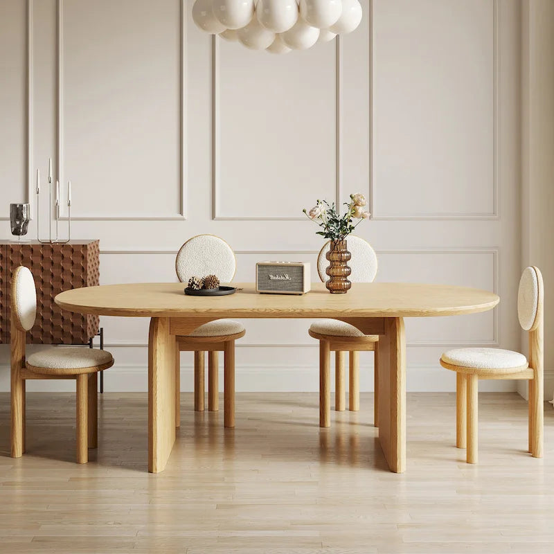 71 Modern Oval Dining Table, Solid Wood Kitchen Table for 6 people - 70.8 X 35.4