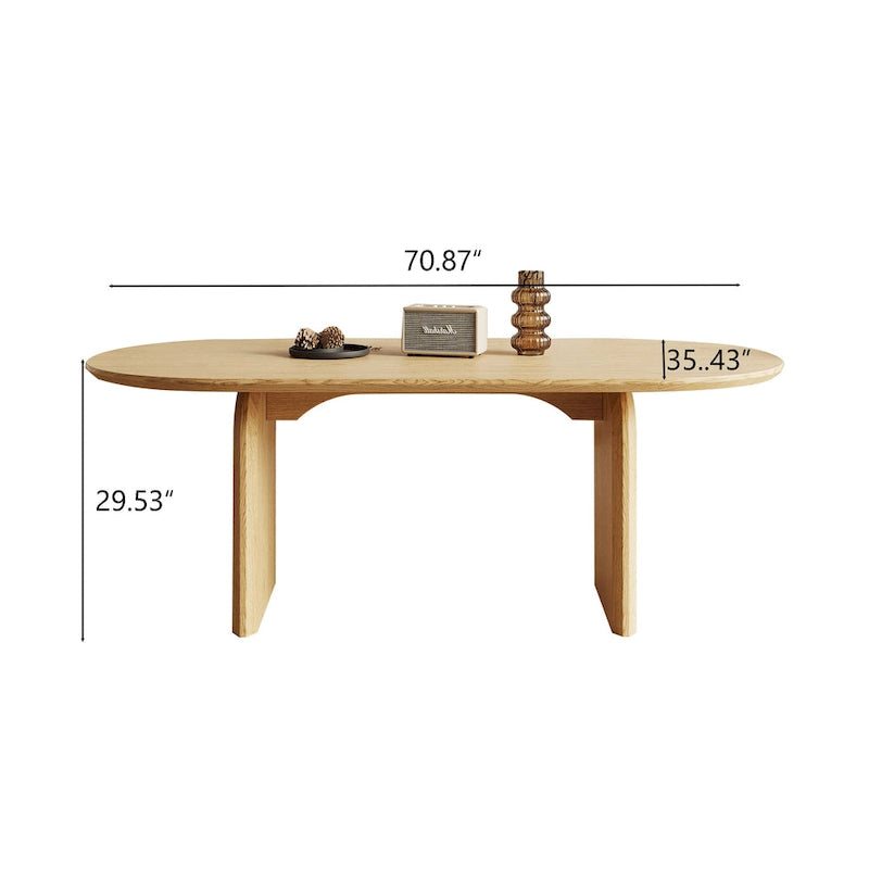71 Modern Oval Dining Table, Solid Wood Kitchen Table for 6 people - 70.8 X 35.4