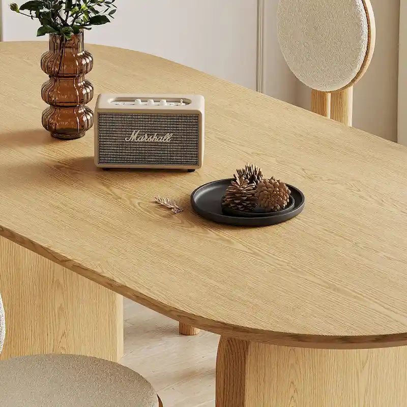 71 Modern Oval Dining Table, Solid Wood Kitchen Table for 6 people - 70.8 X 35.4