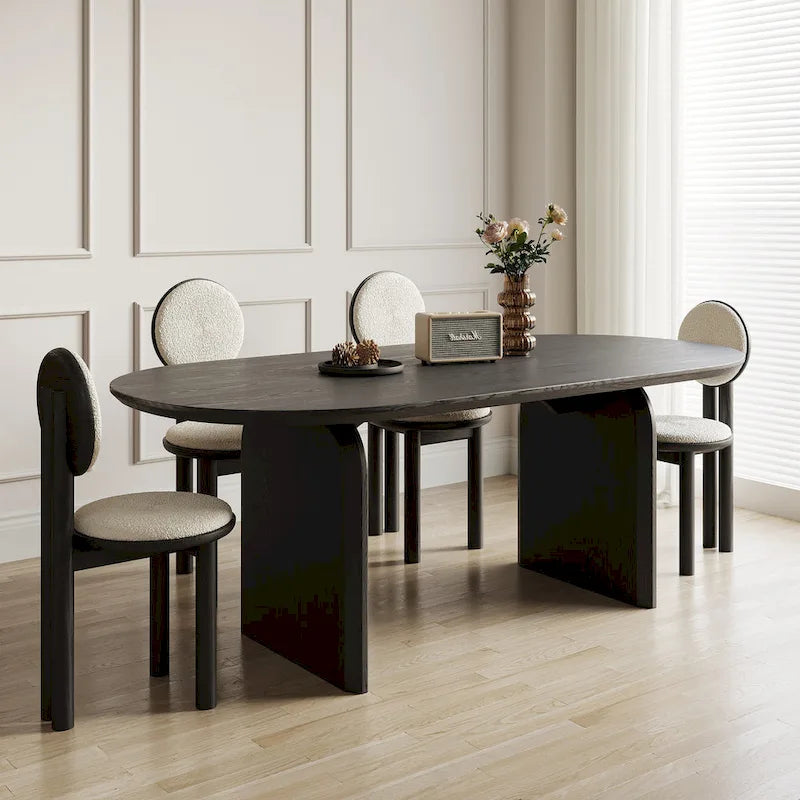 71 Modern Oval Dining Table, Solid Wood Kitchen Table for 6 people - 70.8 X 35.4