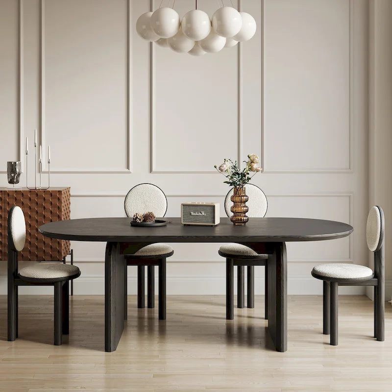 71 Modern Oval Dining Table, Solid Wood Kitchen Table for 6 people - 70.8 X 35.4