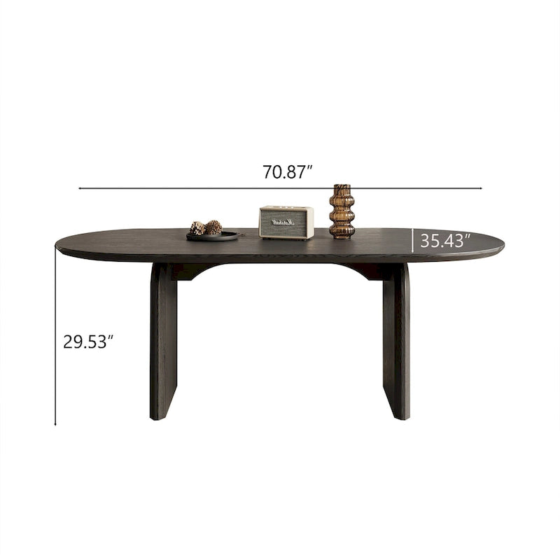 71 Modern Oval Dining Table, Solid Wood Kitchen Table for 6 people - 70.8 X 35.4