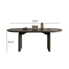 71 Modern Oval Dining Table, Solid Wood Kitchen Table for 6 people - 70.8 X 35.4