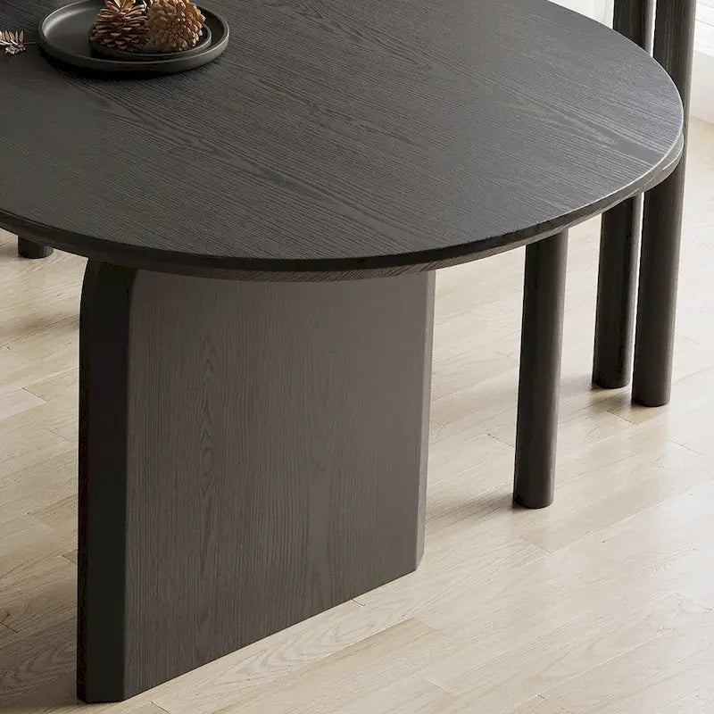 71 Modern Oval Dining Table, Solid Wood Kitchen Table for 6 people - 70.8 X 35.4