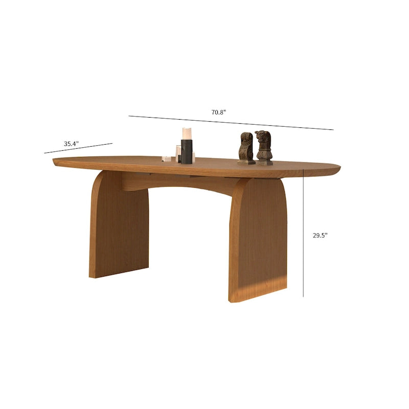 71 Modern Oval Dining Table, Solid Wood Kitchen Table for 6 people - 70.8 X 35.4