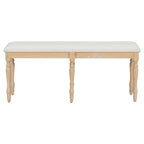 Vintage Traditional 50.4inch Upholstered Dining Bench with 6 Solid Wood Legs