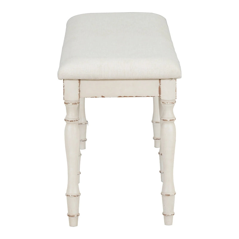 Vintage Traditional 50.4inch Upholstered Dining Bench with 6 Solid Wood Legs