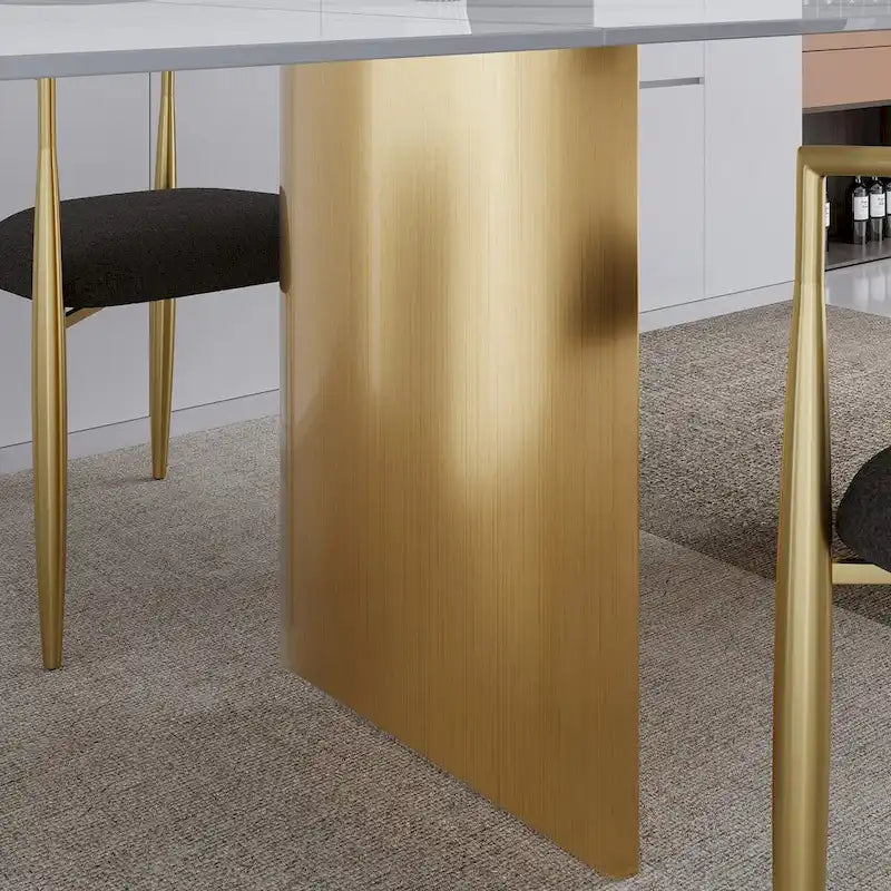 9 - Piece 94.48 Extendable Sintered Stone Dining Table with 8 Chairs Dining Set