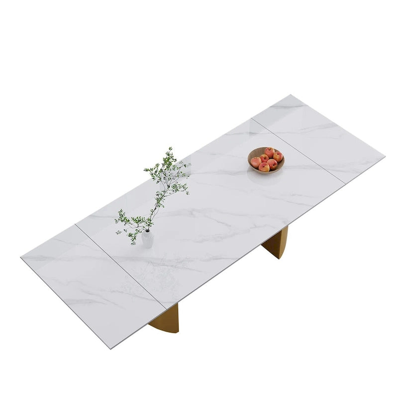 9 - Piece 94.48 Extendable Sintered Stone Dining Table with 8 Chairs Dining Set