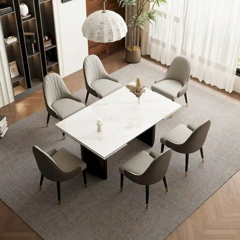 9 - Piece 94.48 Extendable Sintered Stone Dining Table with 8 Chairs Dining Set