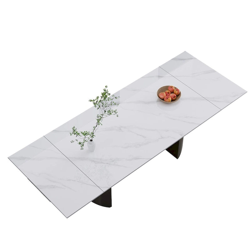 9 - Piece 94.48 Extendable Sintered Stone Dining Table with 8 Chairs Dining Set