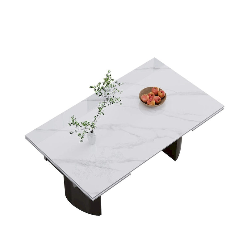 9 - Piece 94.48 Extendable Sintered Stone Dining Table with 8 Chairs Dining Set