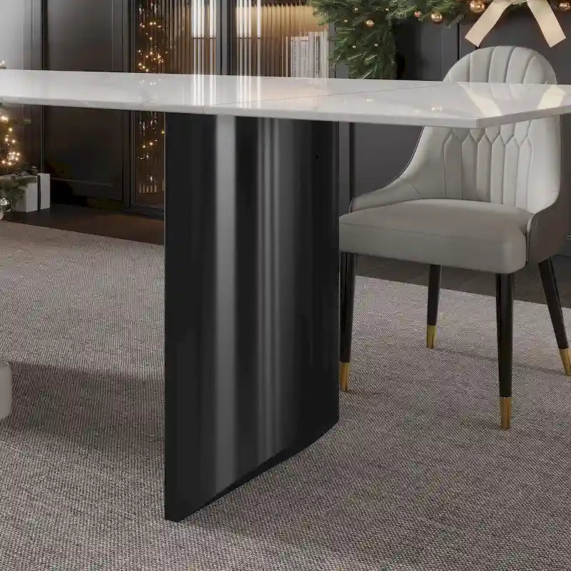 9 - Piece 94.48 Extendable Sintered Stone Dining Table with 8 Chairs Dining Set