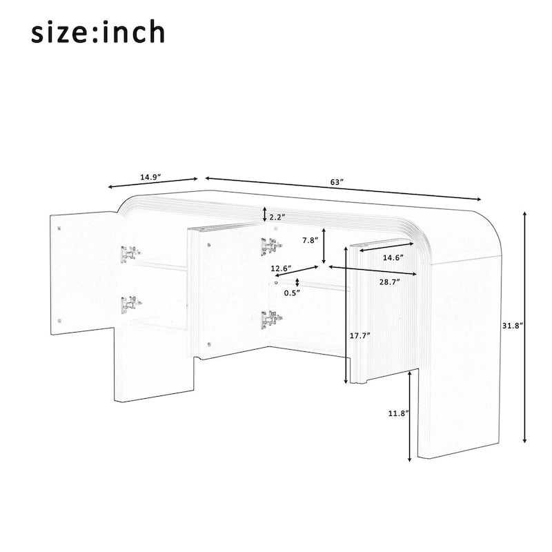 Striped Storage Cabinet with 4 Doors