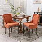 Ultra Side Dining ChairThickened fabric chairs with neutrally toned solid wood legs Bronze nail headSet of 2Blue