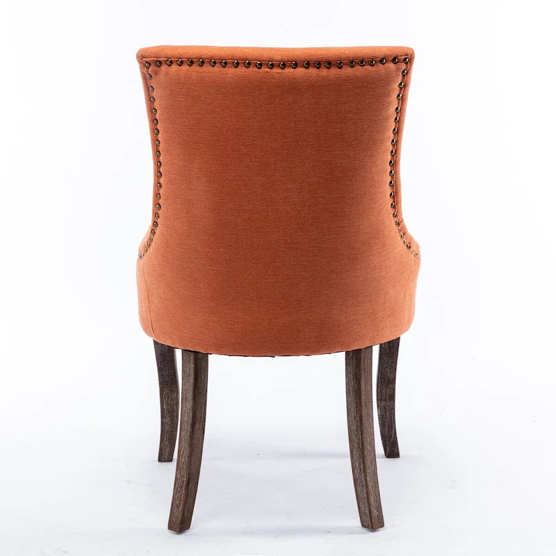 Ultra Side Dining ChairThickened fabric chairs with neutrally toned solid wood legs Bronze nail headSet of 2Blue