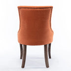 Ultra Side Dining ChairThickened fabric chairs with neutrally toned solid wood legs Bronze nail headSet of 2Blue