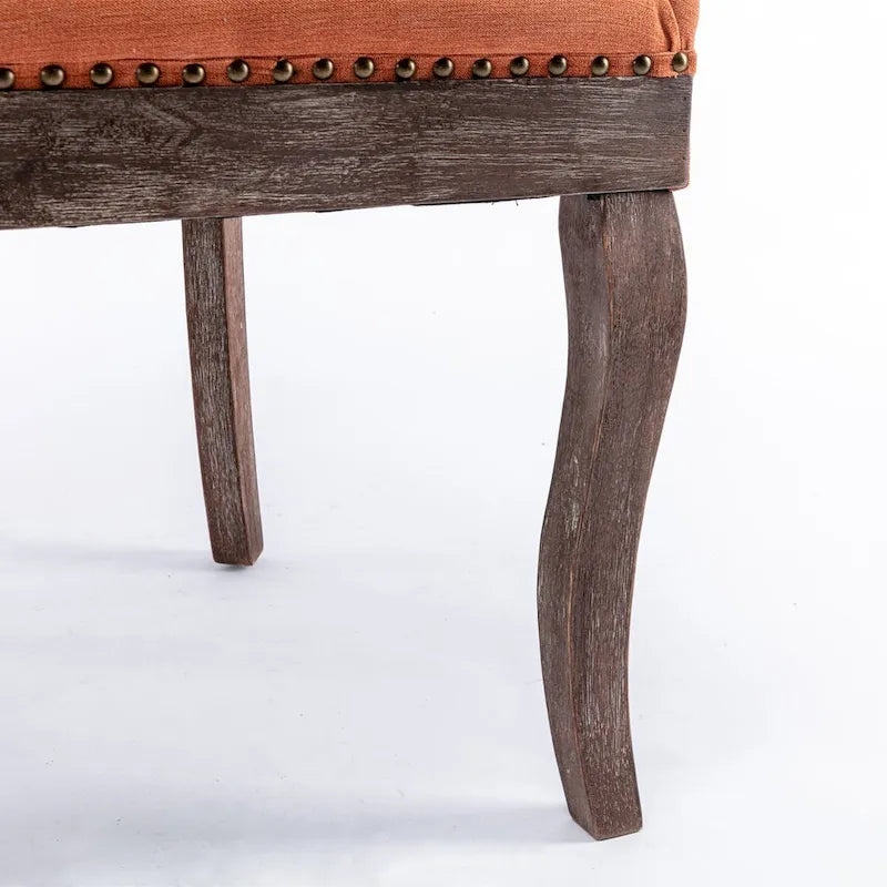 Ultra Side Dining ChairThickened fabric chairs with neutrally toned solid wood legs Bronze nail headSet of 2Blue