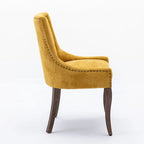 Ultra Side Dining ChairThickened fabric chairs with neutrally toned solid wood legs Bronze nail headSet of 2Blue