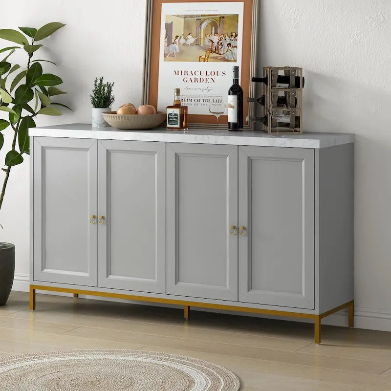 Modern Sideboard with Extra Large Storage Space with Metal Handles and Support Legs for Living Room and Dining Room