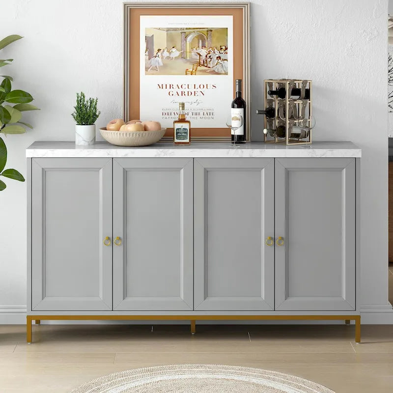 Modern Sideboard with Extra Large Storage Space with Metal Handles and Support Legs for Living Room and Dining Room