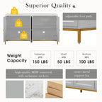 Modern Sideboard with Extra Large Storage Space with Metal Handles and Support Legs for Living Room and Dining Room