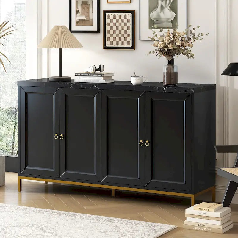Modern Sideboard with Extra Large Storage Space with Metal Handles and Support Legs for Living Room and Dining Room