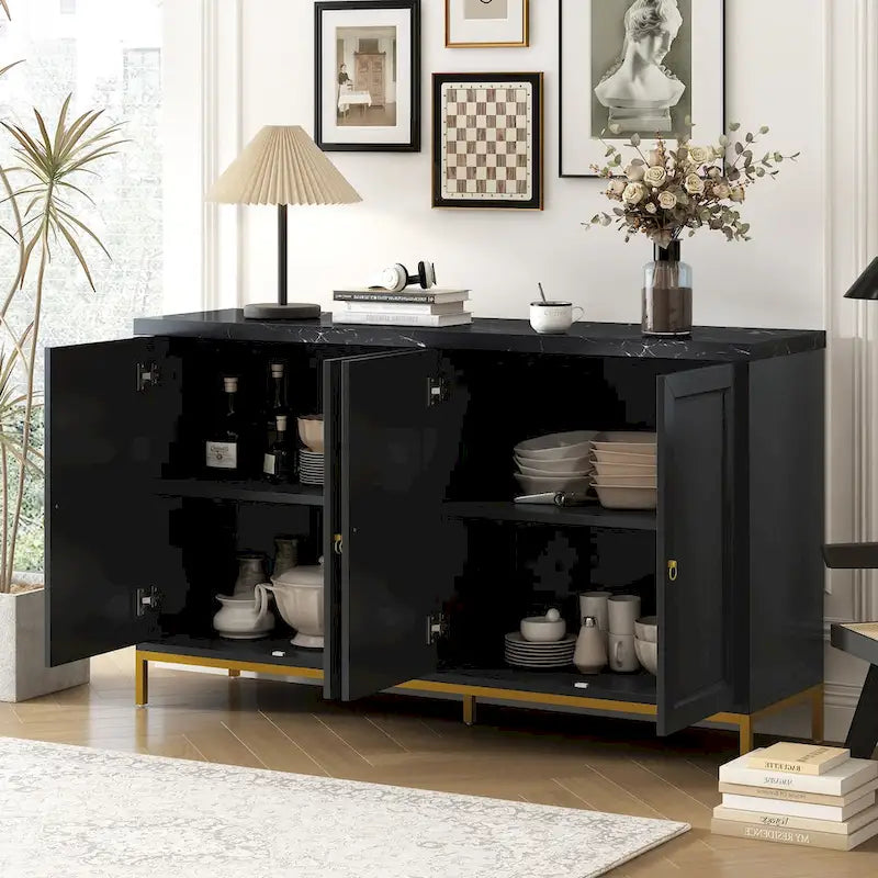 Modern Sideboard with Extra Large Storage Space with Metal Handles and Support Legs for Living Room and Dining Room