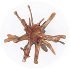Chic Teak Rustic Teak Wood Root Dining Table Including a Round 48 Inch Glass Top