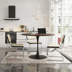 Modern Round Dining Table,with Metal Base