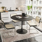 Modern Round Dining Table,with Metal Base