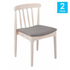 Commercial Solid Wood Dining Chair with Vinyl Padded Seat - Set of 2