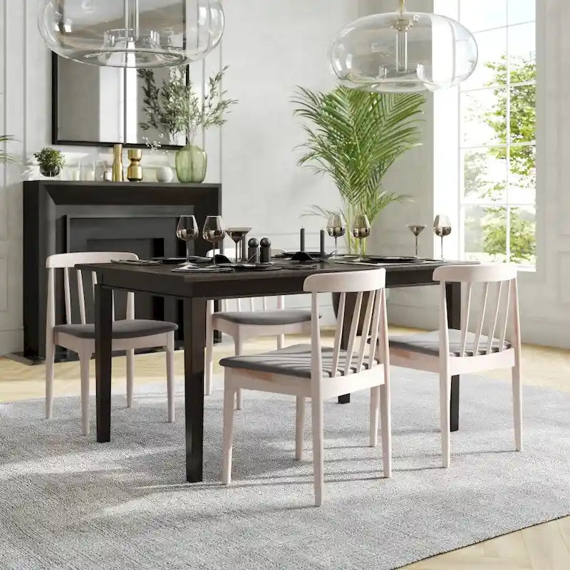 Commercial Solid Wood Dining Chair with Vinyl Padded Seat - Set of 2