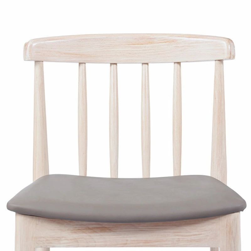 Commercial Solid Wood Dining Chair with Vinyl Padded Seat - Set of 2