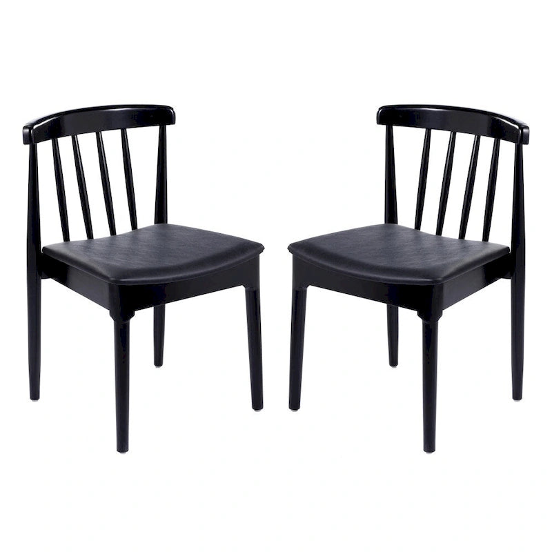 Commercial Solid Wood Dining Chair with Vinyl Padded Seat - Set of 2